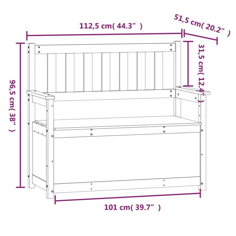 Ławka, szara, 112,5x51,5x96,5 cm, lite drewno sosnowe