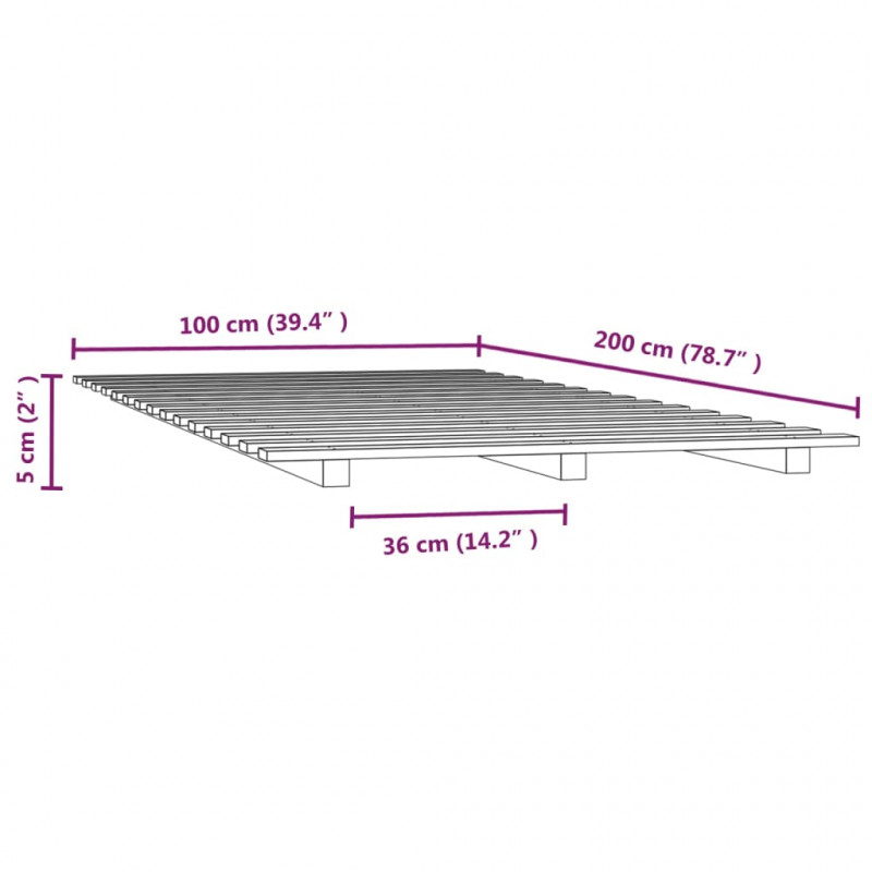 Rama łóżka, biała, 100 x 200 cm, lite drewno sosnowe
