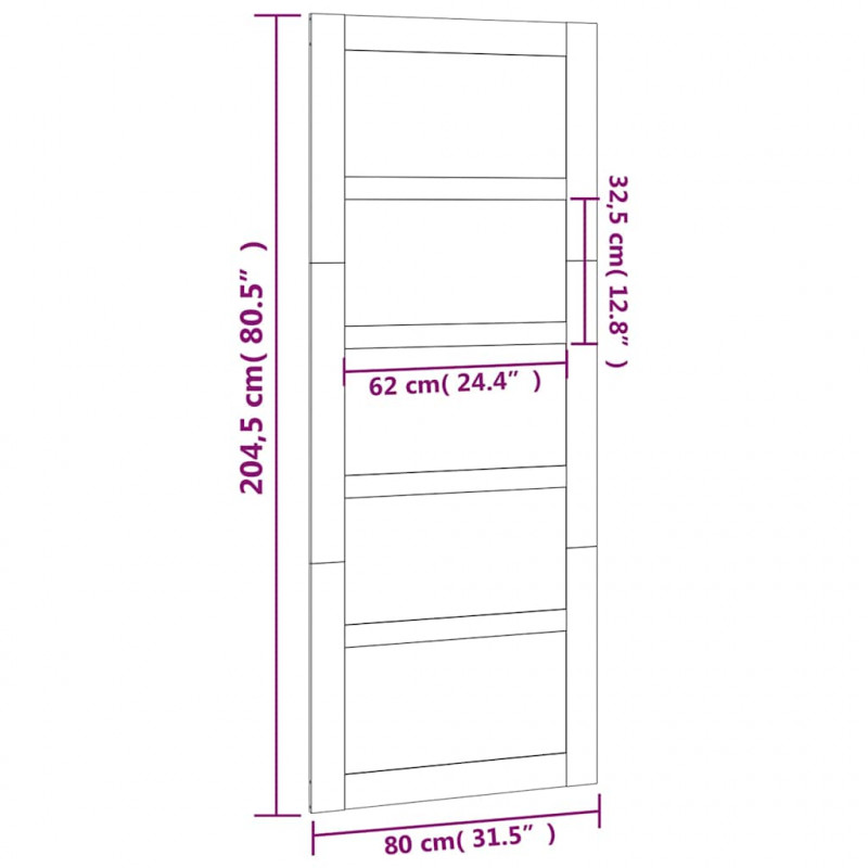 Drzwi przesuwne, 80x1,8x204,5 cm, lite drewno sosnowe