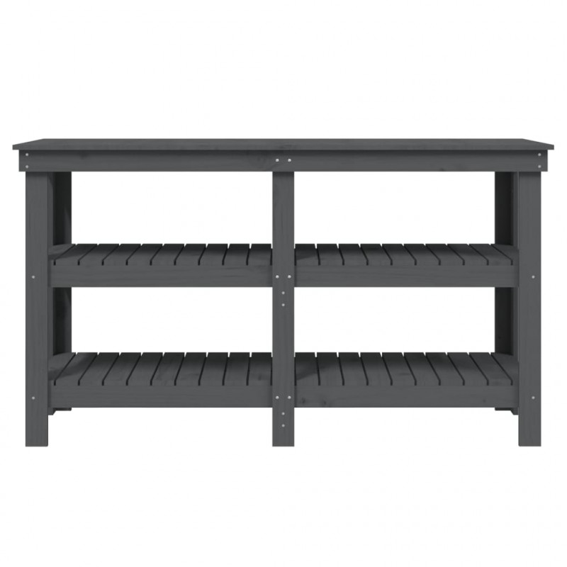 Stolik roboczy, szary, 142,5x50x80 cm, lite drewno sosnowe