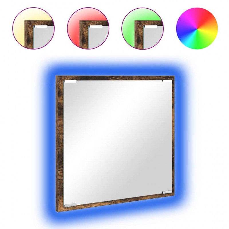 Lustro łazienkowe LED Z lustrem Dąb wędzony 40 x 37 x 8.5 cm
