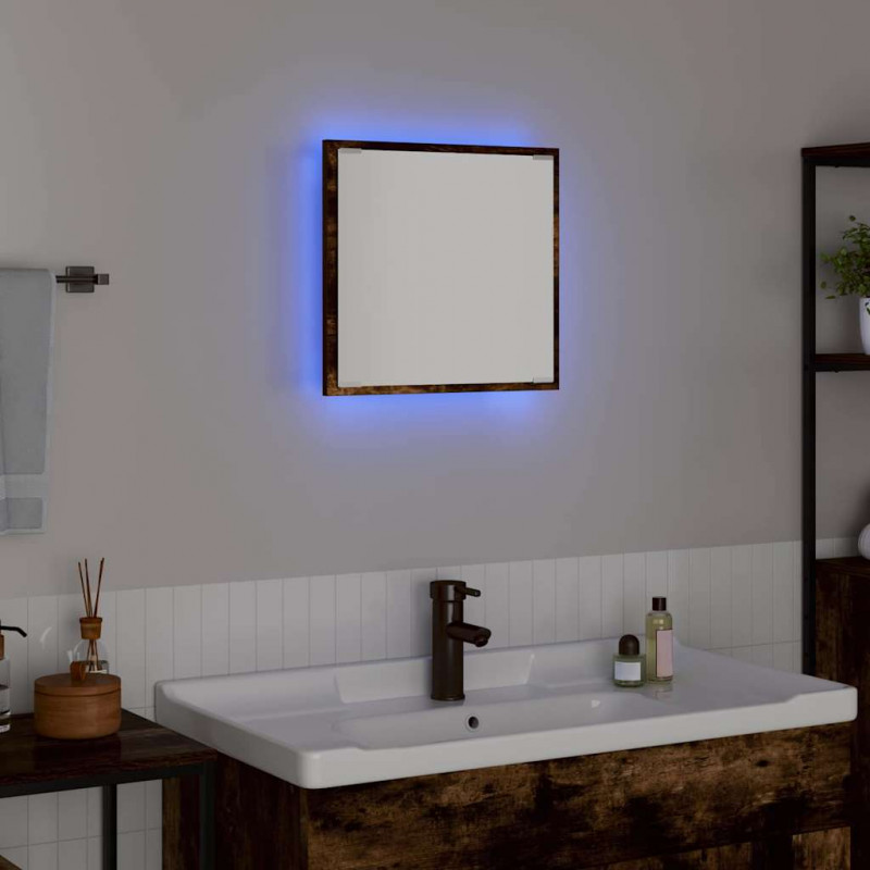 Lustro łazienkowe LED Z lustrem Dąb wędzony 40 x 37 x 8.5 cm