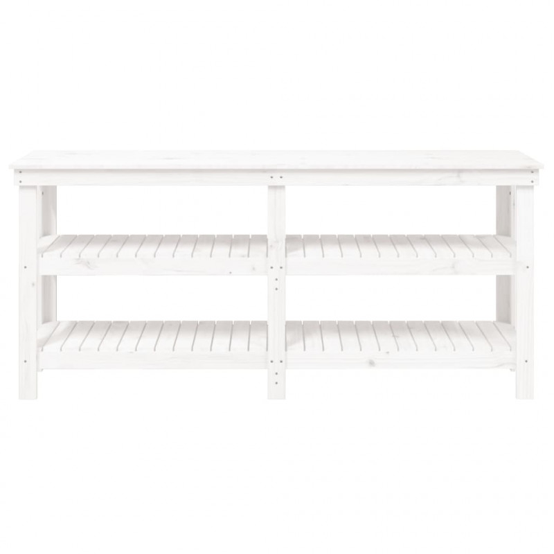 Stolik roboczy, biały, 181x50x80 cm, lite drewno sosnowe