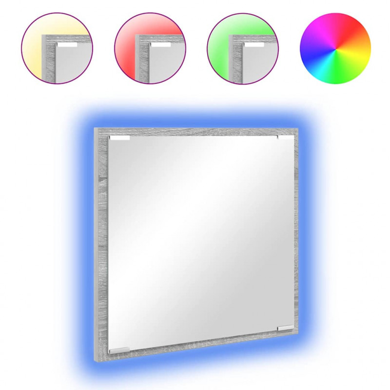 Lustro łazienkowe LED Z lustrem Szary Sonoma 40 x 37 x 8.5 cm