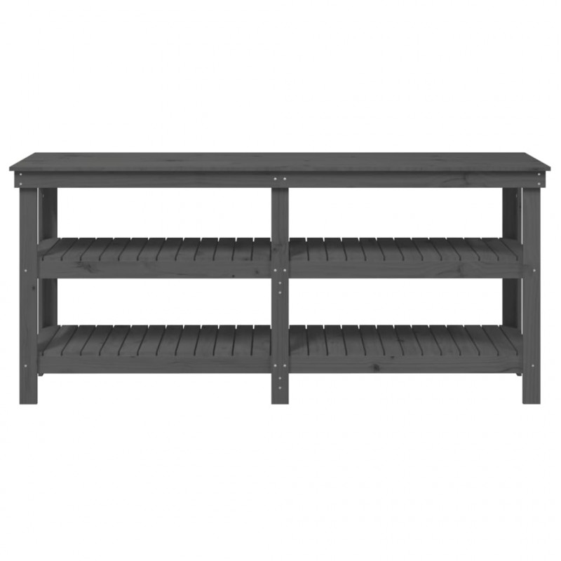 Stolik roboczy, szary, 181x50x80 cm, lite drewno sosnowe