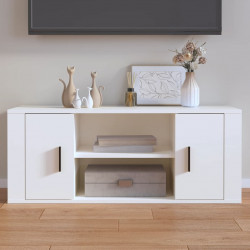 Szafka pod TV, biała, 100x35x40 cm, materiał drewnopochodny