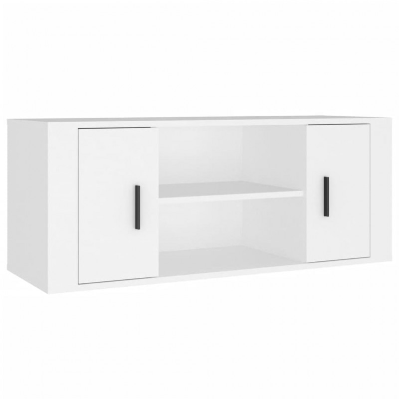 Szafka pod TV, biała, 100x35x40 cm, materiał drewnopochodny