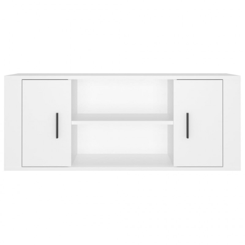 Szafka pod TV, biała, 100x35x40 cm, materiał drewnopochodny