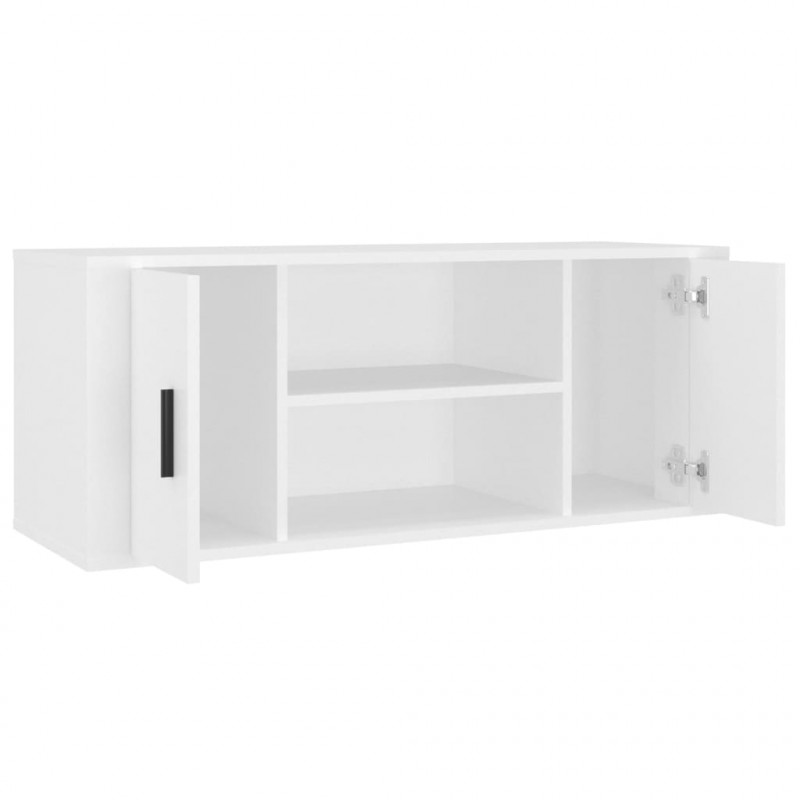 Szafka pod TV, biała, 100x35x40 cm, materiał drewnopochodny