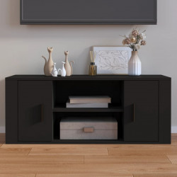 Szafka pod TV, czarna, 100x35x40 cm, materiał drewnopochodny