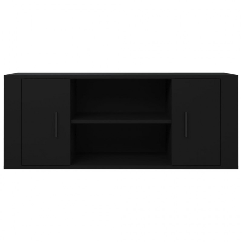 Szafka pod TV, czarna, 100x35x40 cm, materiał drewnopochodny