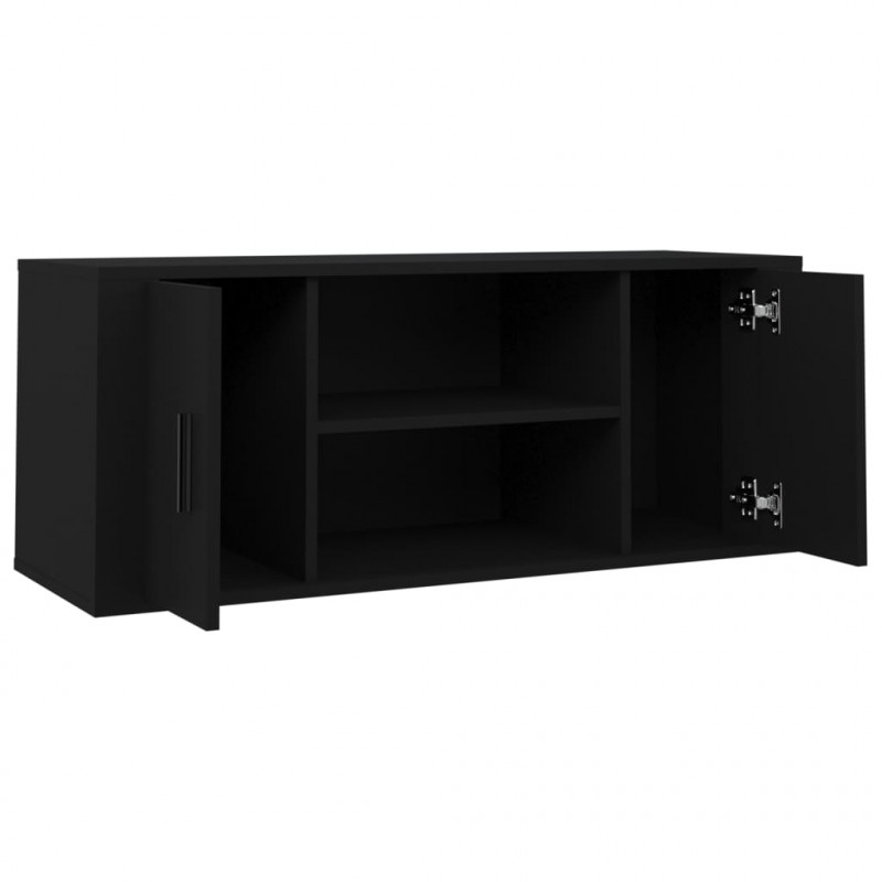 Szafka pod TV, czarna, 100x35x40 cm, materiał drewnopochodny