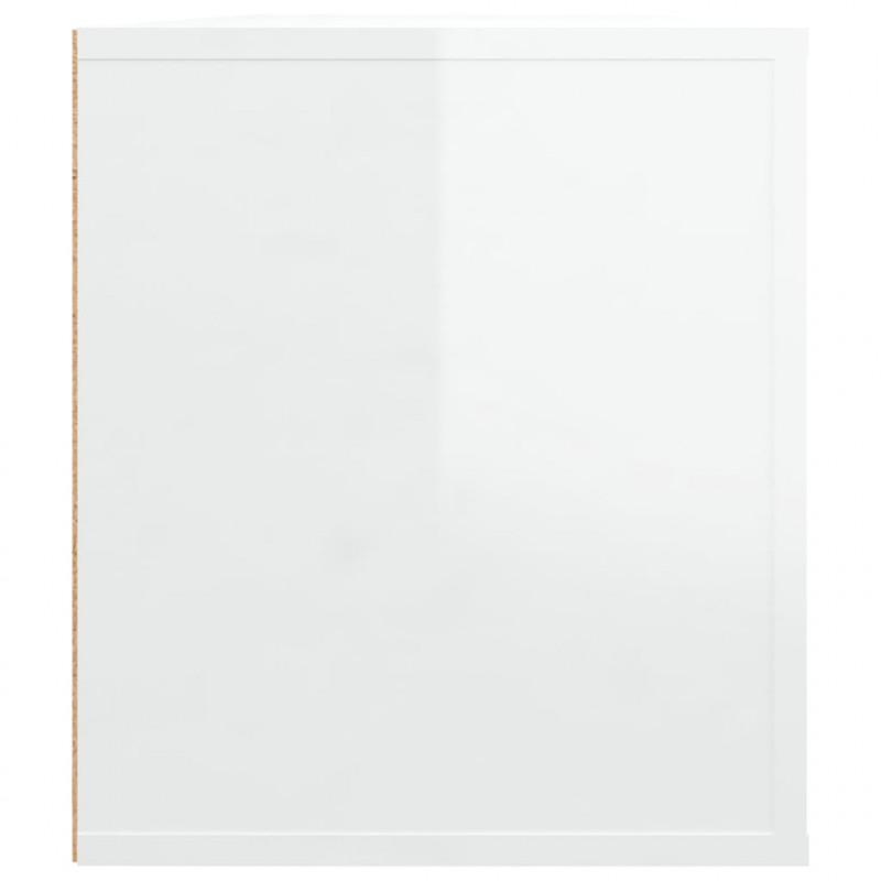 Szafka pod TV, wysoki połysk, biała, 100x35x40 cm