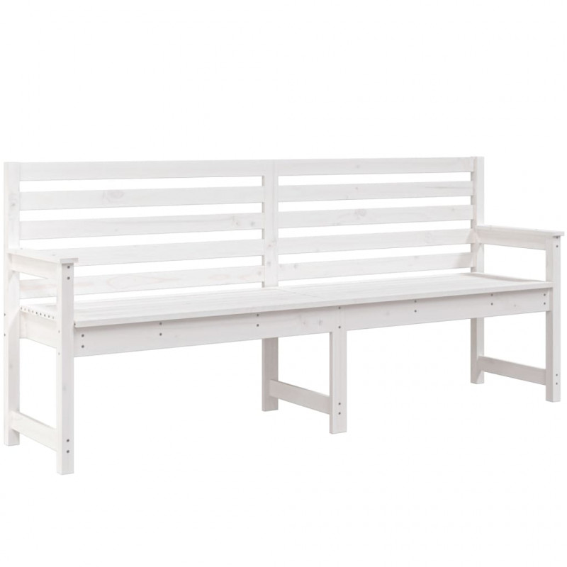 Ławka ogrodowa, biała, 203,5x48x91,5 cm, lite drewno sosnowe