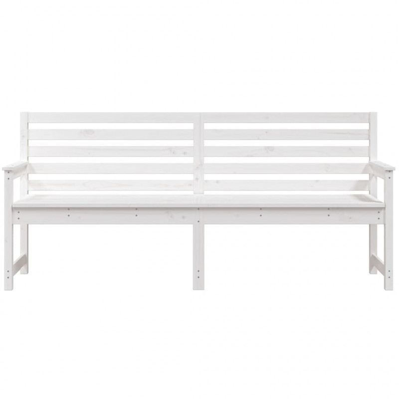 Ławka ogrodowa, biała, 203,5x48x91,5 cm, lite drewno sosnowe
