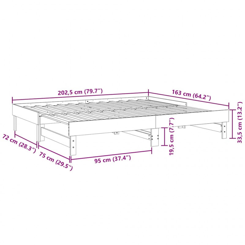 Łóżko rozsuwane, białe, 2x(80x200) cm, lite drewno sosnowe