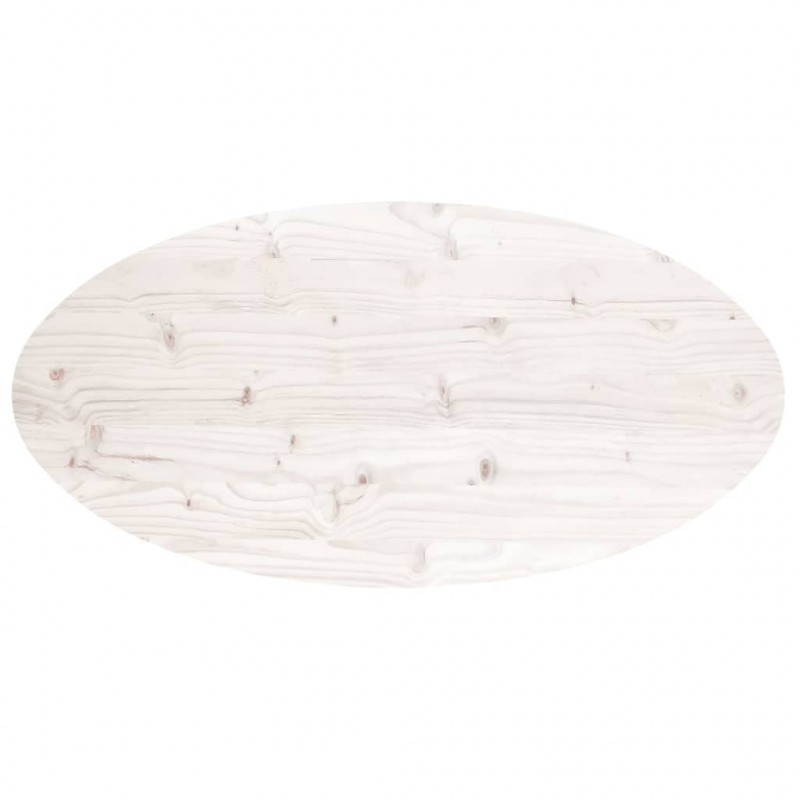 Blat stołu, biały, 110x55x2,5 cm, lite drewno sosnowe, owalny