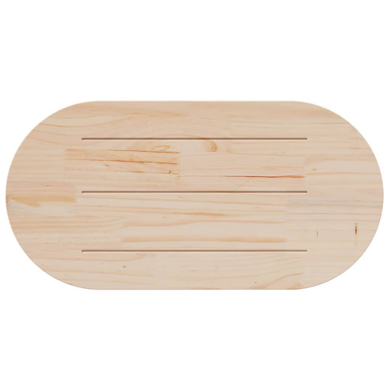 Blat stołu, biały, 110x55x2,5 cm, lite drewno sosnowe, owalny