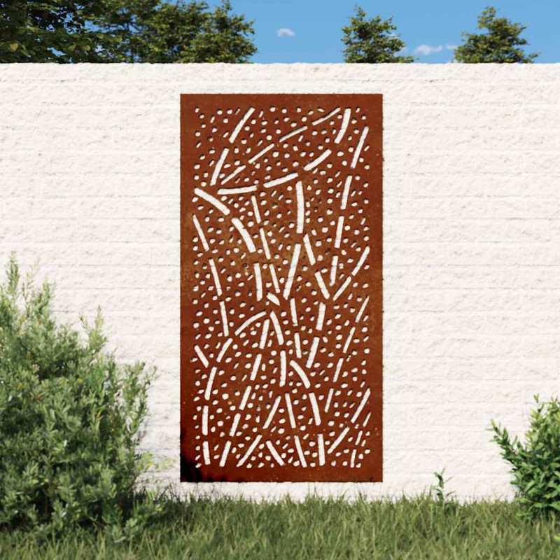 Ogrodowa dekoracja ścienna, 105x55 cm, stal kortenowska, liście