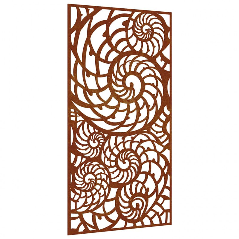 Ogrodowa dekoracja ścienna, 105x55 cm, stal kortenowska, muszle