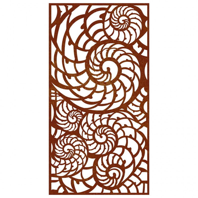 Ogrodowa dekoracja ścienna, 105x55 cm, stal kortenowska, muszle