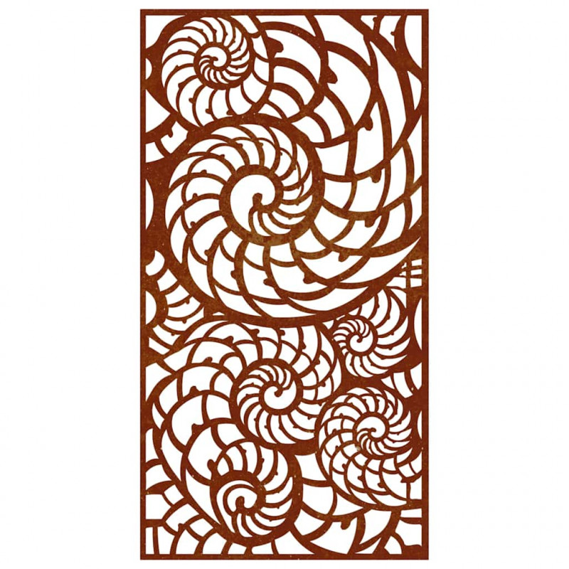 Ogrodowa dekoracja ścienna, 105x55 cm, stal kortenowska, muszle