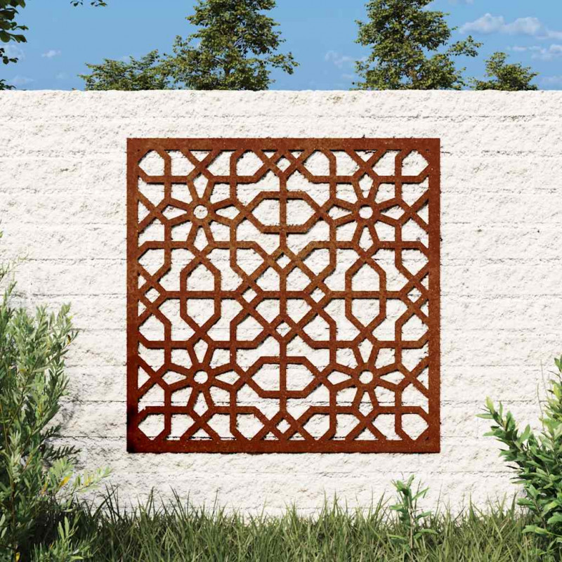 Ogrodowa dekoracja ścienna, 55x55 cm, stal kortenowska