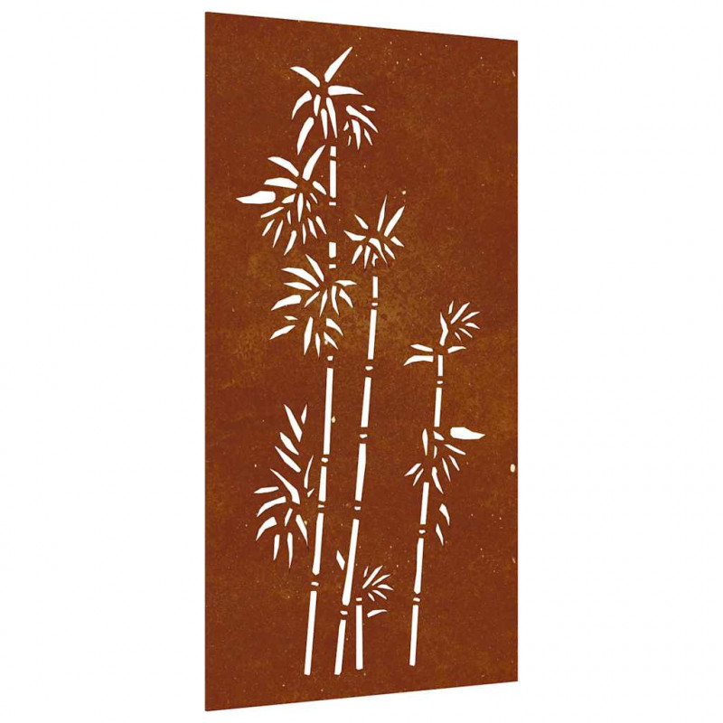 Ogrodowa dekoracja ścienna, 105x55 cm, stal kortenowska, bambus