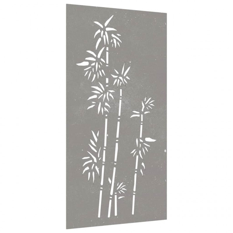 Ogrodowa dekoracja ścienna, 105x55 cm, stal kortenowska, bambus