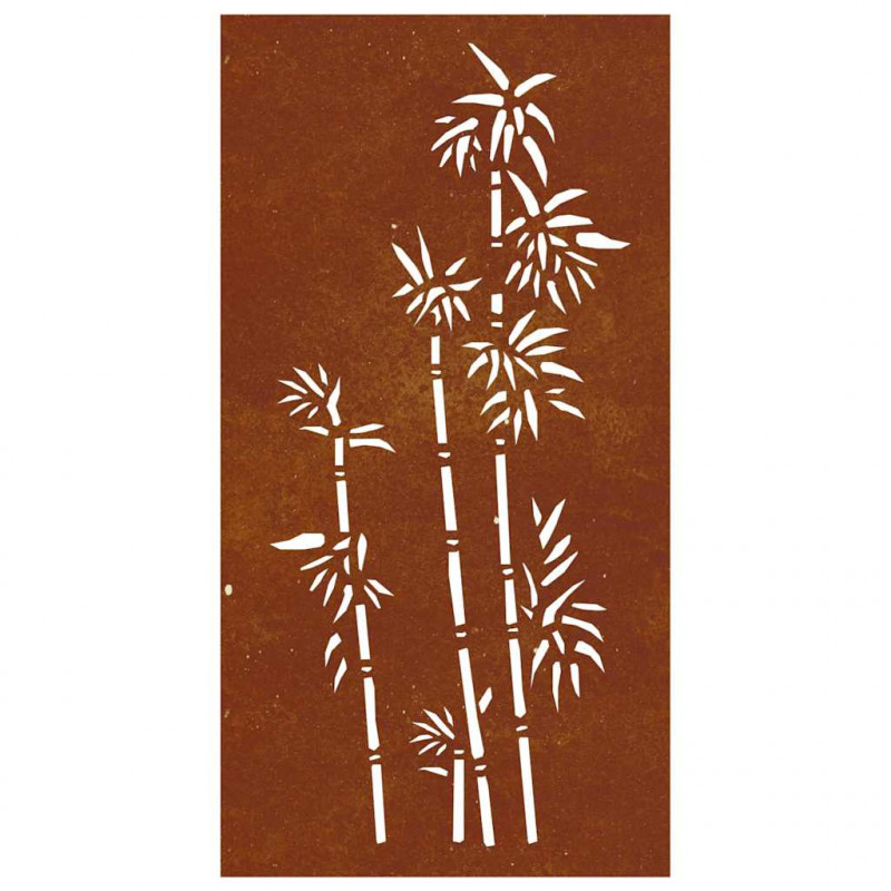Ogrodowa dekoracja ścienna, 105x55 cm, stal kortenowska, bambus