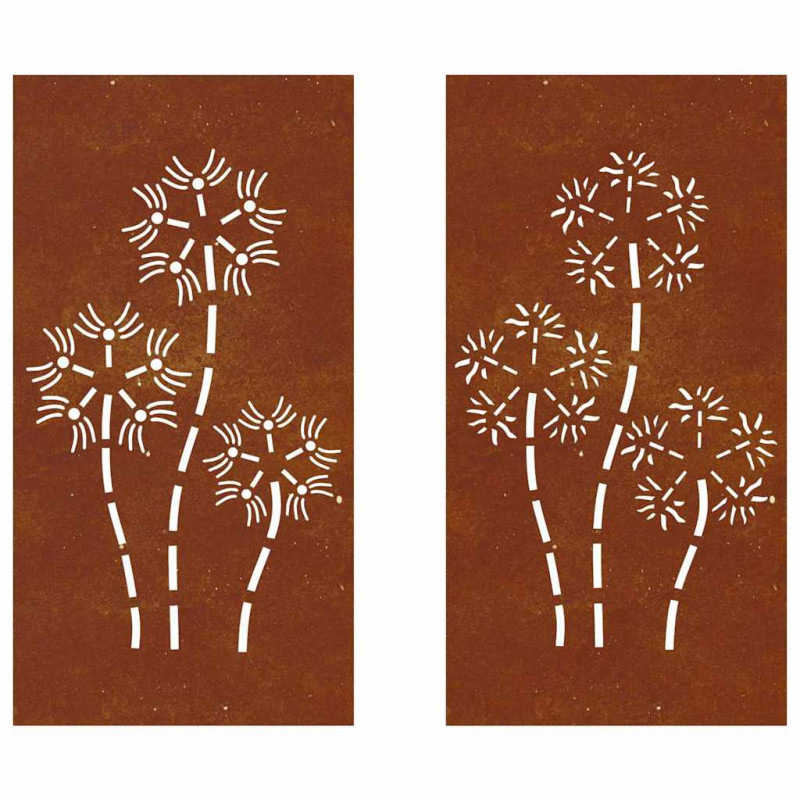 Ogrodowe dekoracje ścienne, 2 szt., 105x55 cm, stal kortenowska