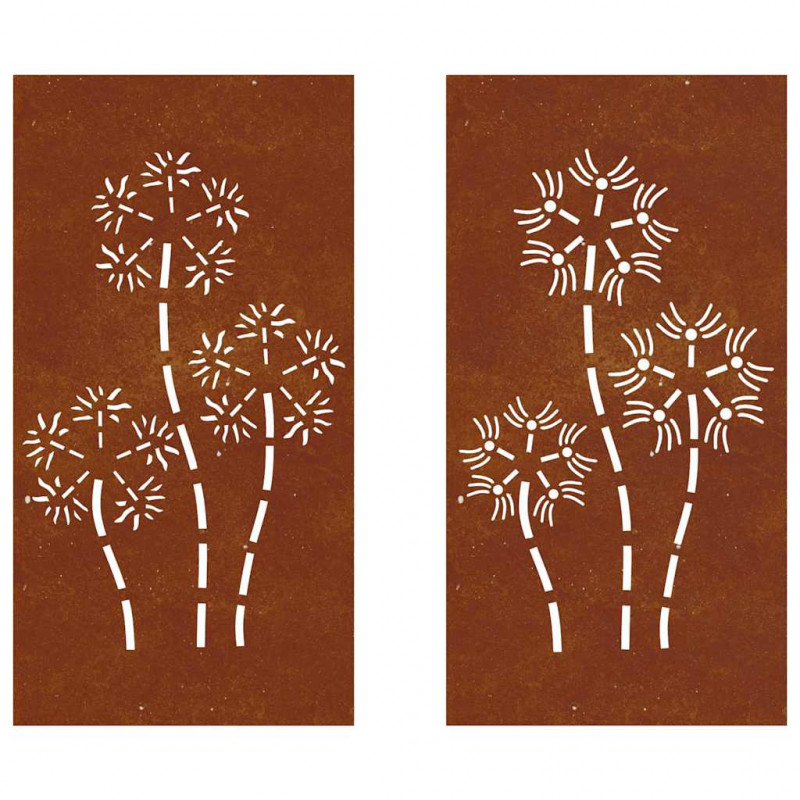 Ogrodowe dekoracje ścienne, 2 szt., 105x55 cm, stal kortenowska