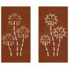 Ogrodowe dekoracje ścienne, 2 szt., 105x55 cm, stal kortenowska