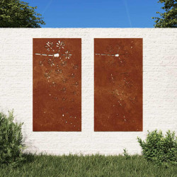 Ogrodowe dekoracje ścienne, 2 szt., 105x55 cm, stal kortenowska