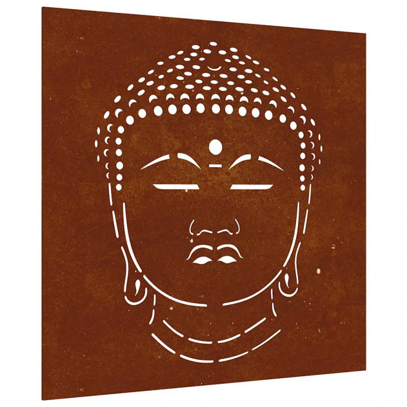 Ogrodowa dekoracja ścienna, 55x55 cm, stal kortenowska, Budda