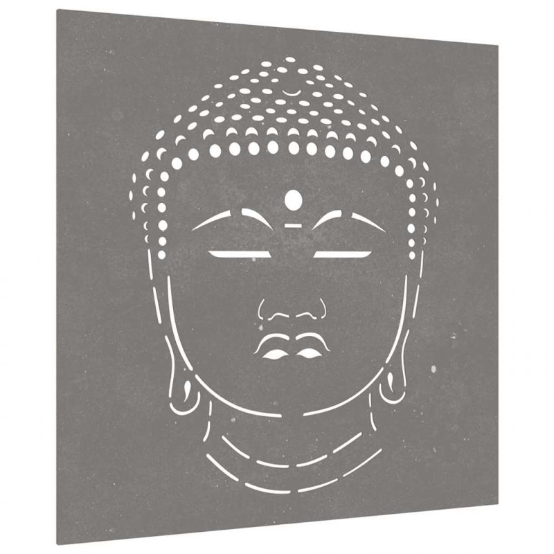 Ogrodowa dekoracja ścienna, 55x55 cm, stal kortenowska, Budda