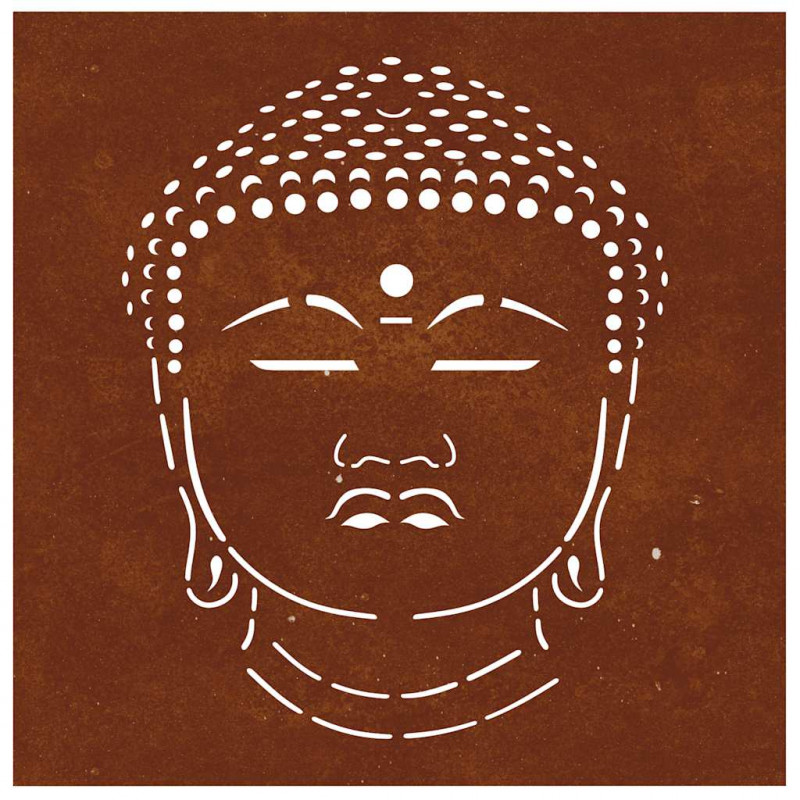 Ogrodowa dekoracja ścienna, 55x55 cm, stal kortenowska, Budda