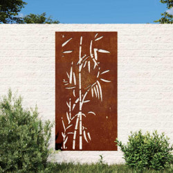 Ogrodowa dekoracja ścienna, 105x55 cm, stal kortenowska, bambus