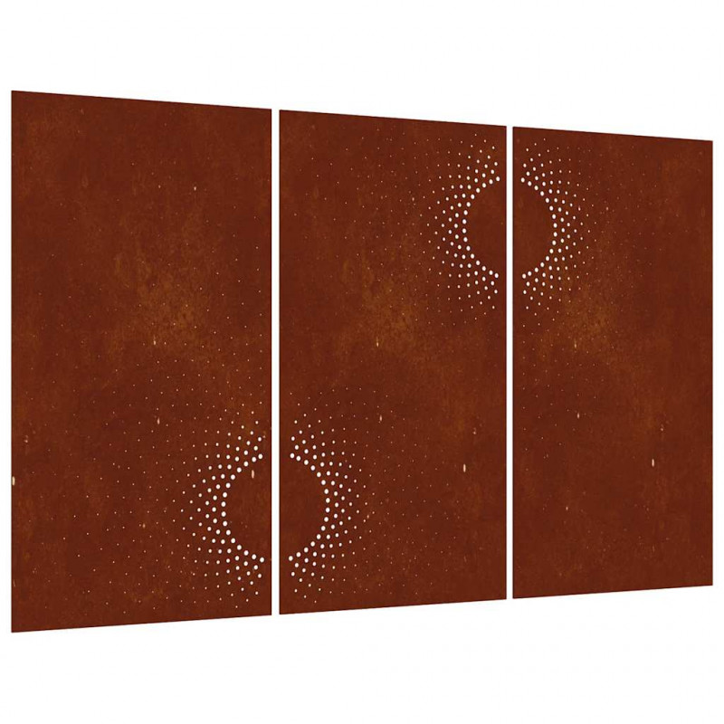 Ogrodowa dekoracja ścienna, 3 cz., 105x55 cm, stal kortenowska