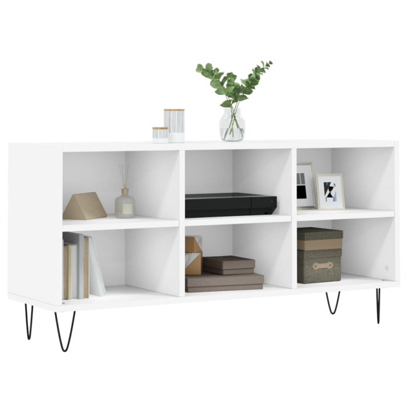 Szafka pod TV, biała, 103,5x30x50 cm, materiał drewnopochodny