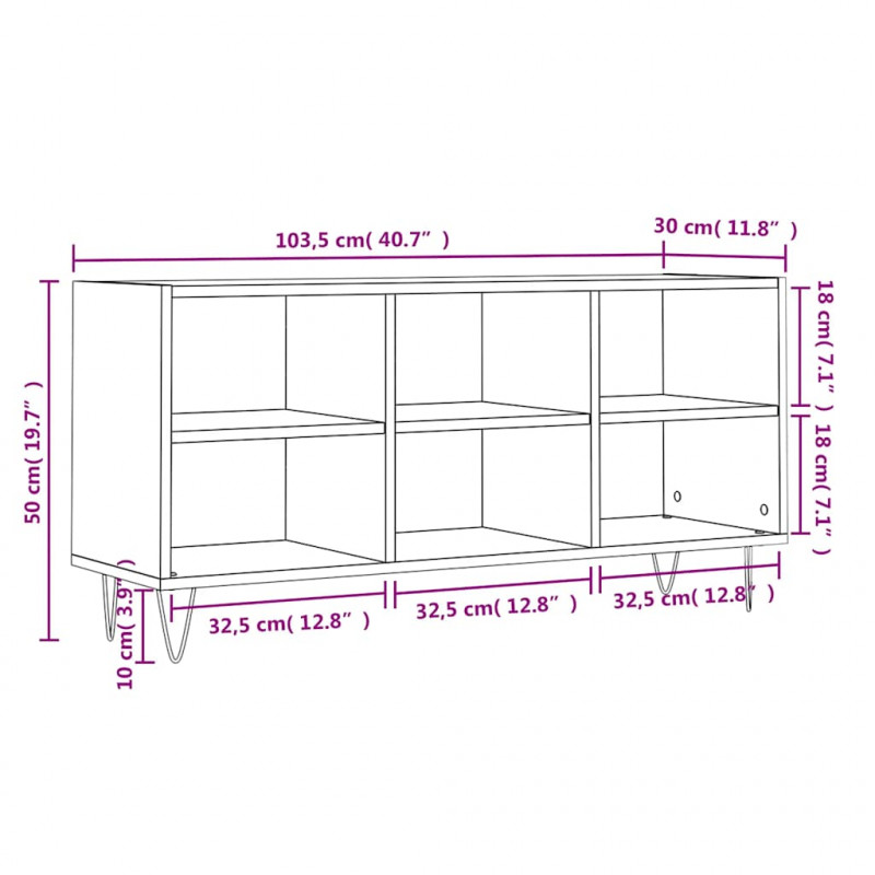 Szafka pod TV, biała, 103,5x30x50 cm, materiał drewnopochodny