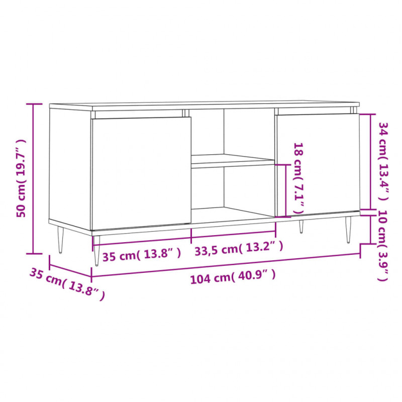 Szafka pod TV, szarość betonu, 104x35x50 cm