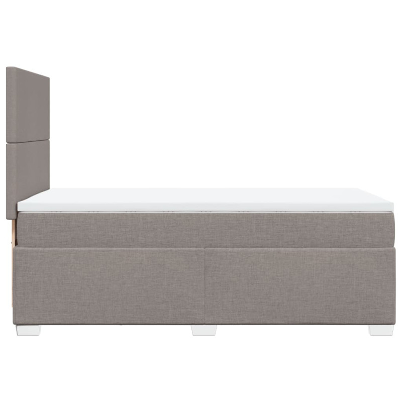 Łóżko kontynentalne z materacem, taupe, tkanina, 100x200 cm