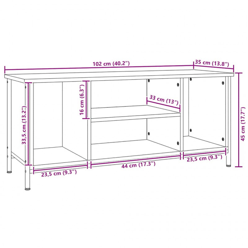 Szafka pod TV, czarna, 102x35x45 cm, materiał drewnopochodny