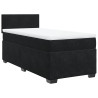 Łóżko kontynentalne z materacem, czarne, aksamit 90x200 cm