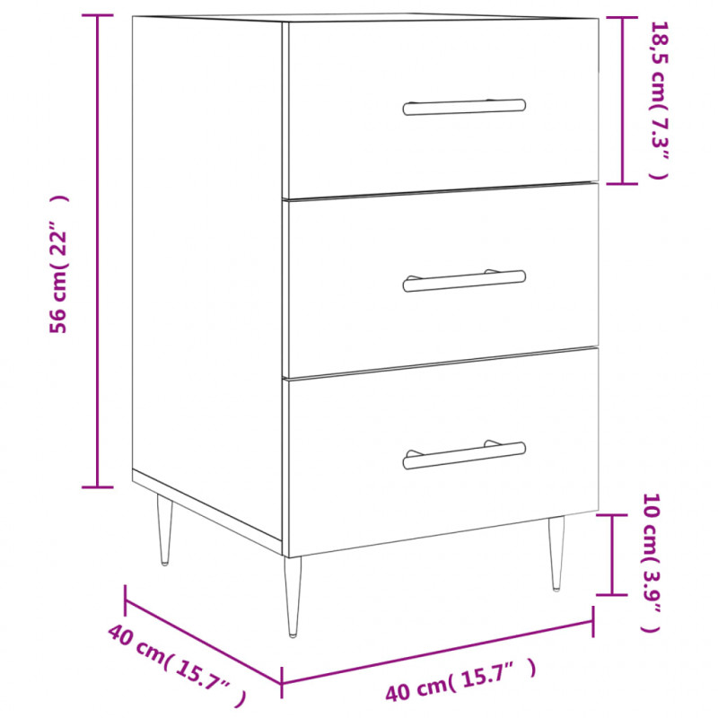 Szafka nocna, szarość betonu, 40x40x66 cm
