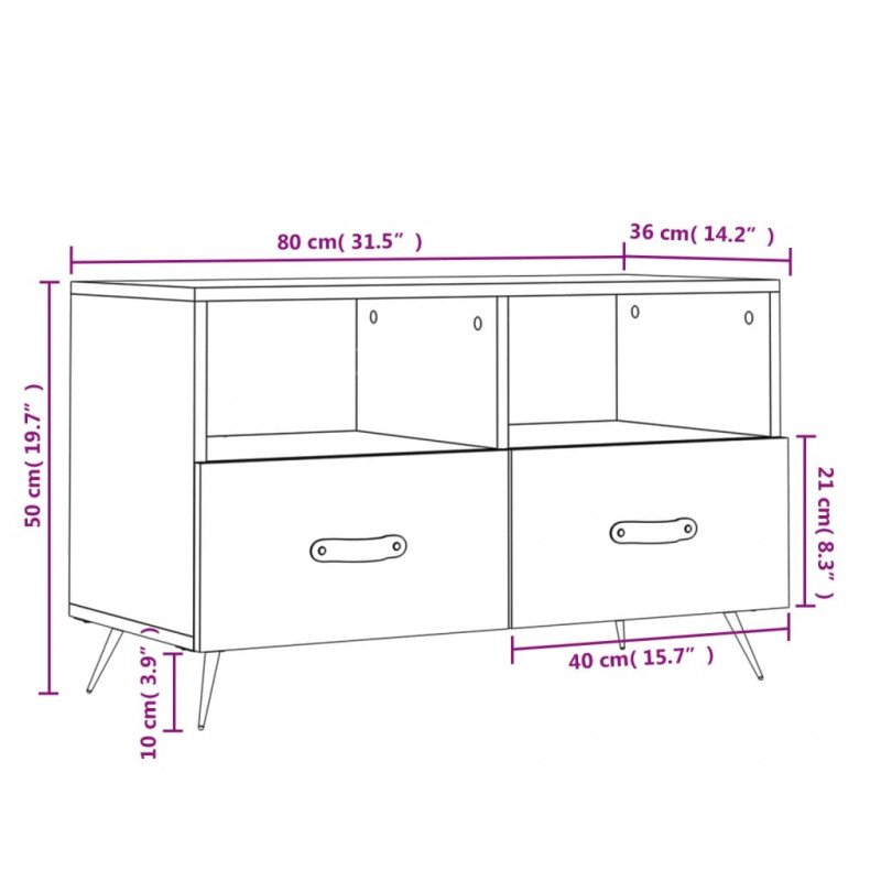 Szafka pod TV, szarość betonu, 80x36x50 cm