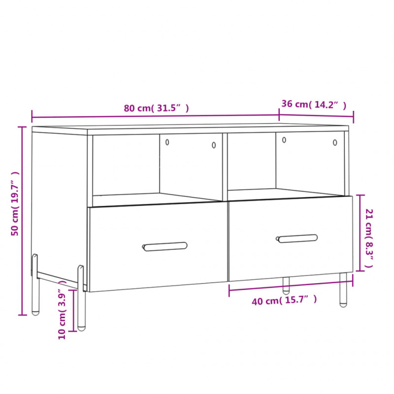 Szafka pod TV, szarość betonu, 80x36x50 cm