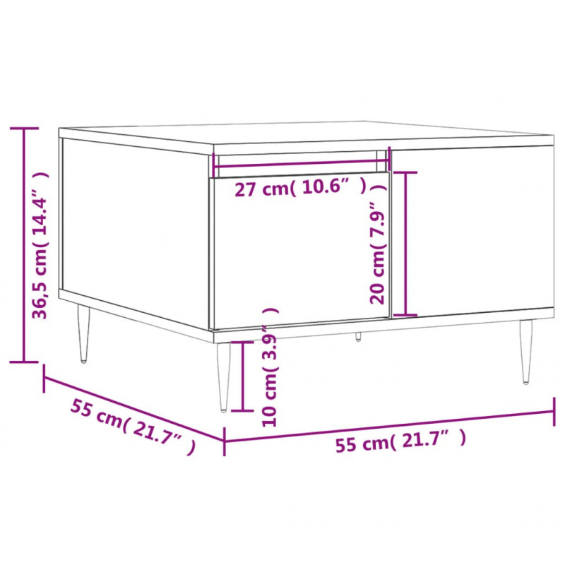 Stolik kawowy, dąb sonoma 55x55x36,5 cm materiał drewnopochodny