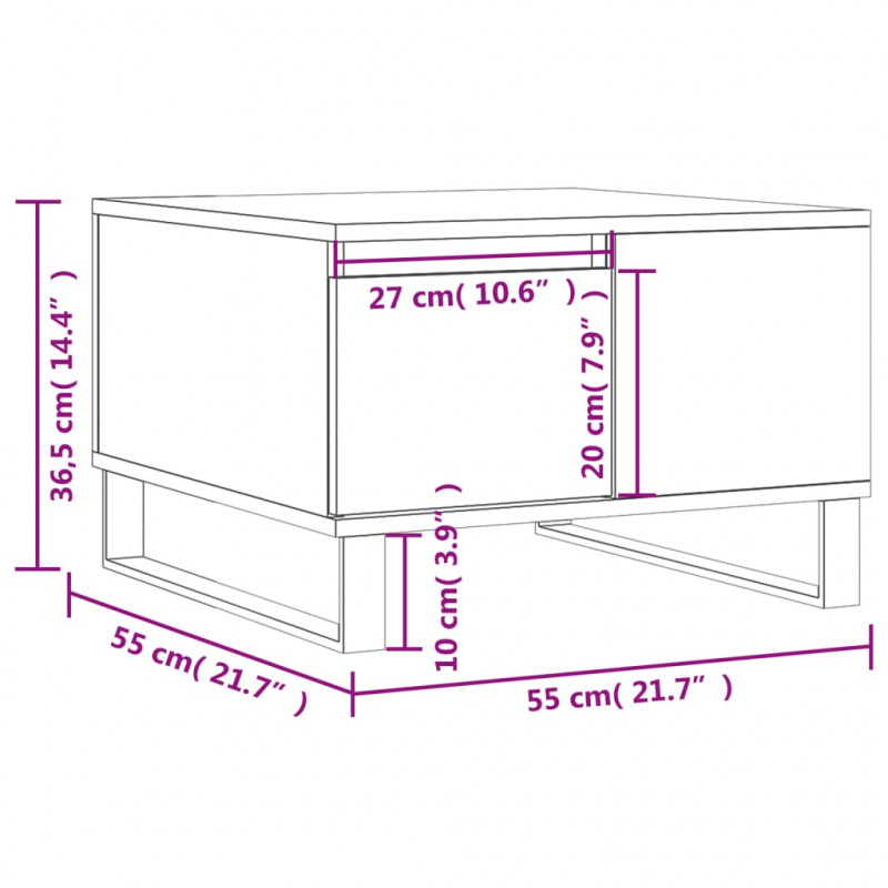 Stolik kawowy, dąb sonoma 55x55x36,5 cm materiał drewnopochodny